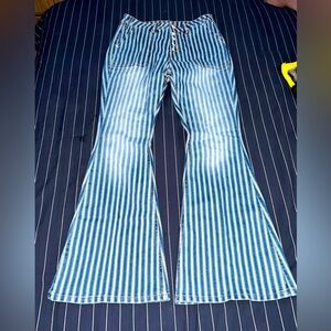 Rock & Roll Cowgirl Blue and White Flare Jeans